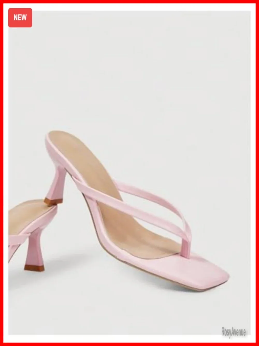 Kitten Heels Thong Strap Sandals Mid Heel Square Toe Dressy Flip Flop